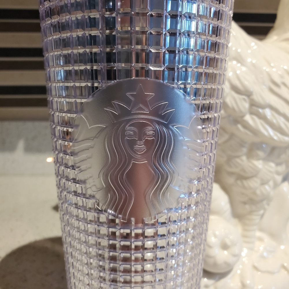 2020 Starbucks Holiday Silver Disco Ball Tumbler Venti Cold Cup Lid Straw New - Picture 4 of 9